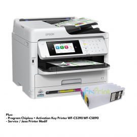 BUNDLING Printer Epson WorkForce Pro WF-C5890 (Print - Scan - Copy - Fax With ADF) + Modifikasi Chipless Tanpa Tinta