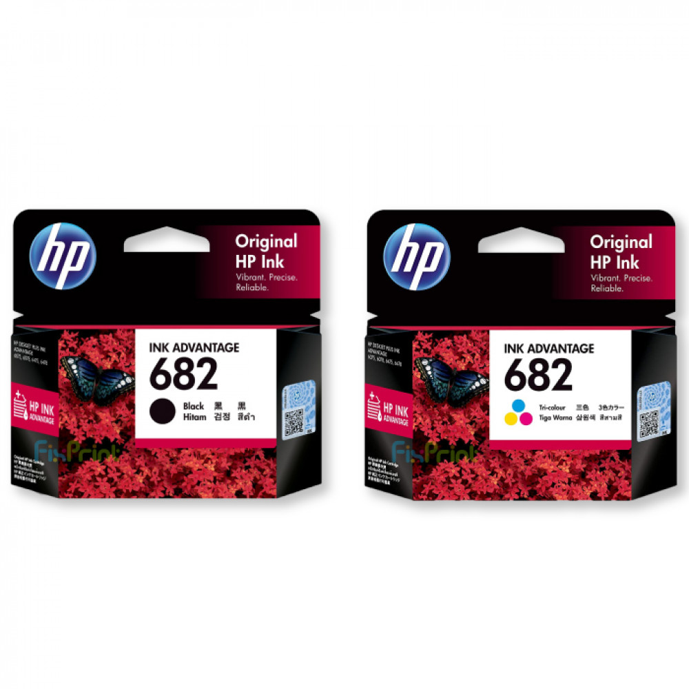 BUNDLING Cartridge Original HP 682 Black Color 3YM77AA 3YM76AA, Tinta Printer HP Deskjet 6000 6075 6078 6400 6475 6478 1200 2300 2700 4100 2335 2336 2337 1216