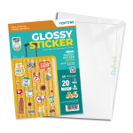 Kertas Stiker Xantri Glossy White PET 50 Mic isi 20 lmbr, Glossy Sticker Paper White Waterproof Inkjet A4 50 Micron