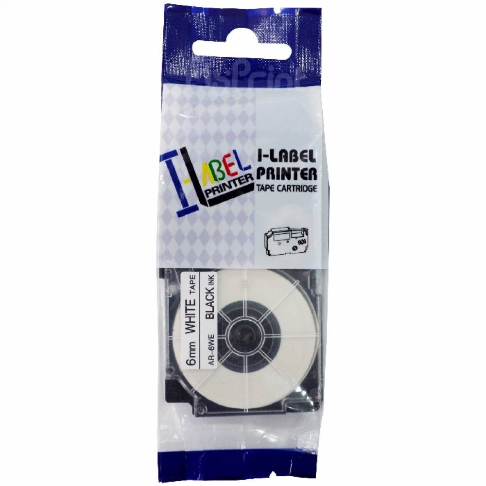 Label Tape Casette Xantri Cas XR6WE1 XR6 Black on White 6mm, Printer Cas KL60 KL120 KL820 KL7400