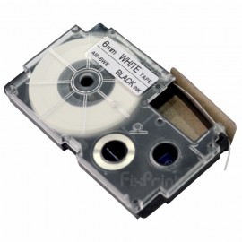 Label Tape Casette Xantri Cas XR6WE1 XR6 Black on White 6mm, Printer Cas KL60 KL120 KL820 KL7400