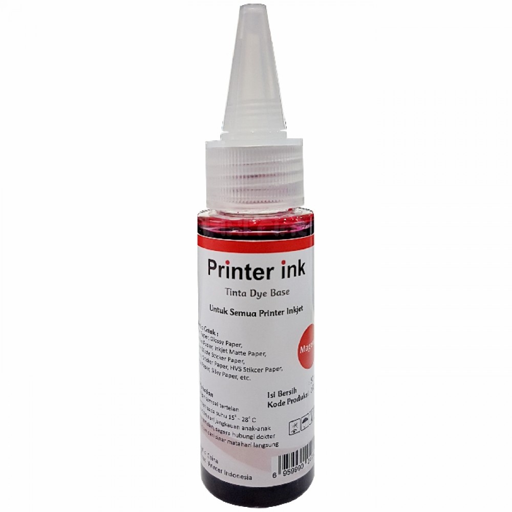 Tinta Refill Printer Ink Magenta 40ml, Tinta Dye Base Tutup Model Kerucut