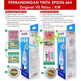 Tinta Refill Epson Original Ori 664 t6642 Cyan 70ml, , Printer L110 L120 L210 L220 L300 L310 L350 L355 L360 L365 L380 L405 L455 L485 L550 L555 L565 L100 L200